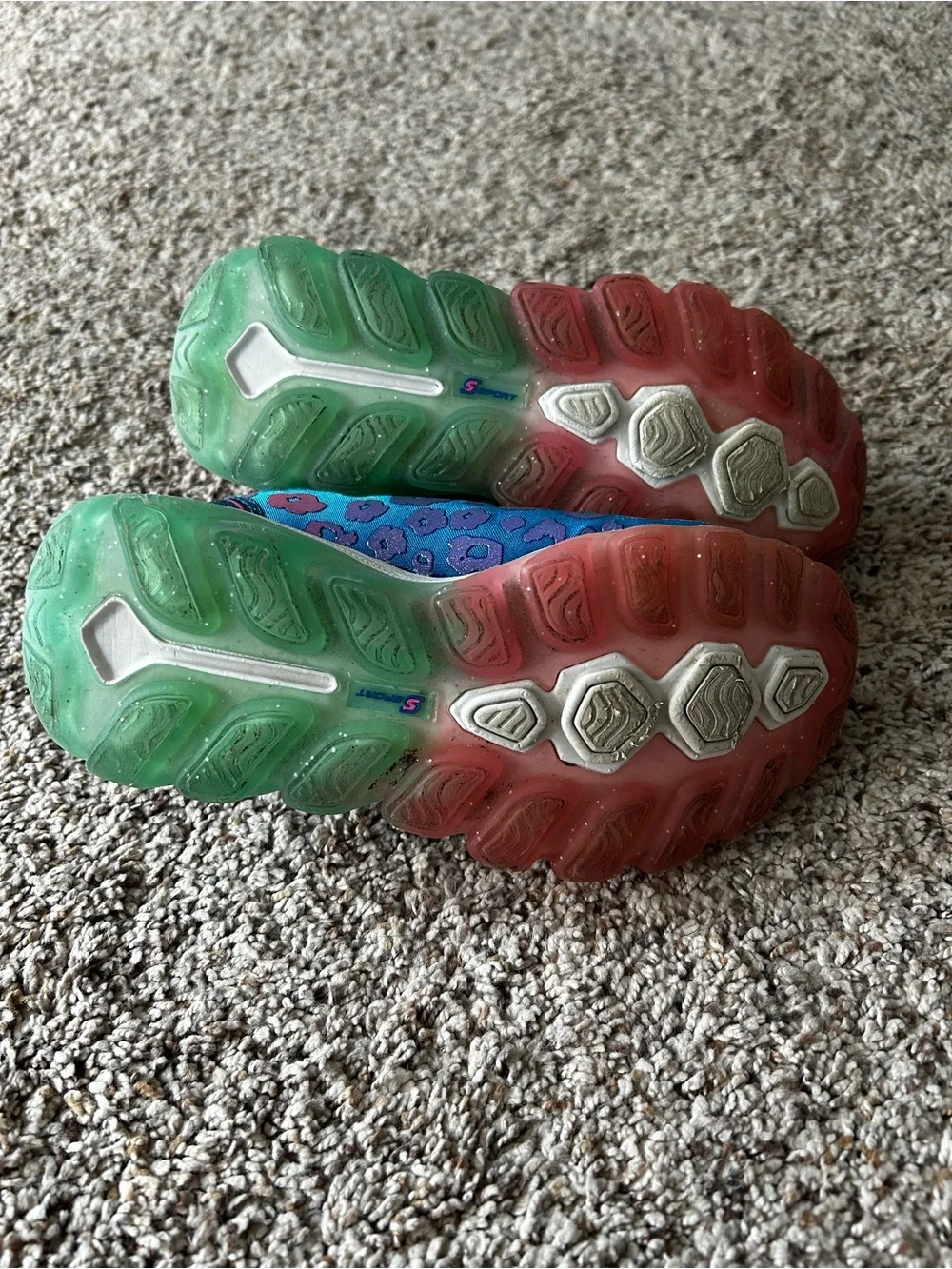 Skechers Girls Blue Teal Leopard Slip-On Sneakers Size 1